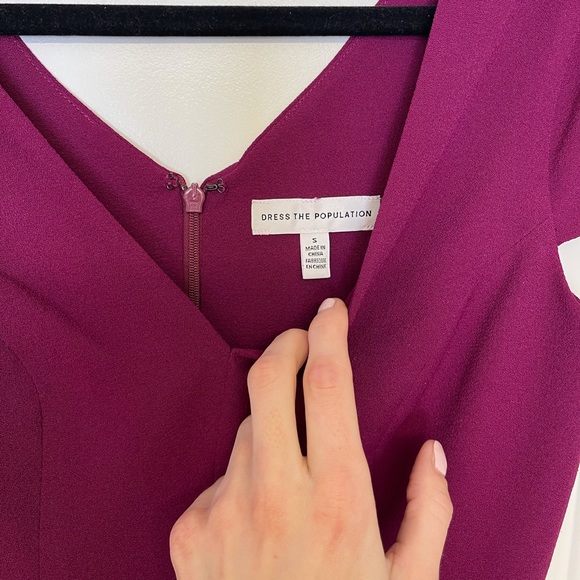 Dress the Population Corey Dark Magenta Fit & Flare Dress - Picture 5 of 10